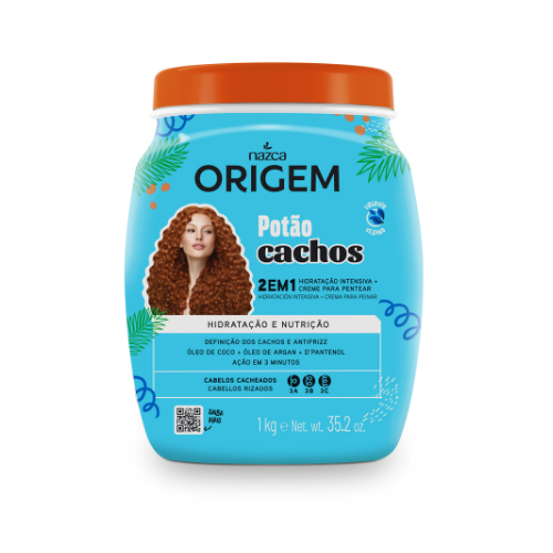 Crème Coiffante Nazca Origem "Eu Escolho Cachos" Pour Cheveux Crépus - Format 1kg - Expiration 09/2026 - Fabriqué Au Brésil